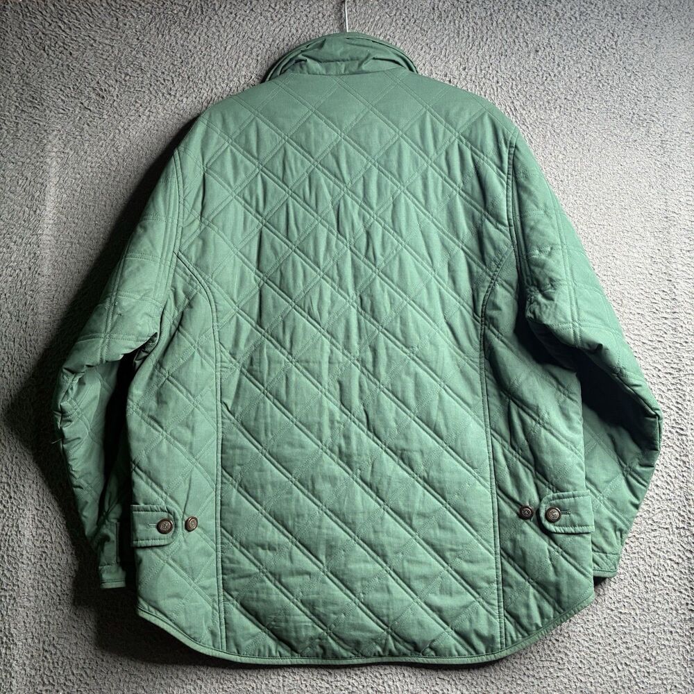 L.L. Bean Diamond Quilted Chore Jacket Coat Green Women's Large Vintage - Picture 9 of 14